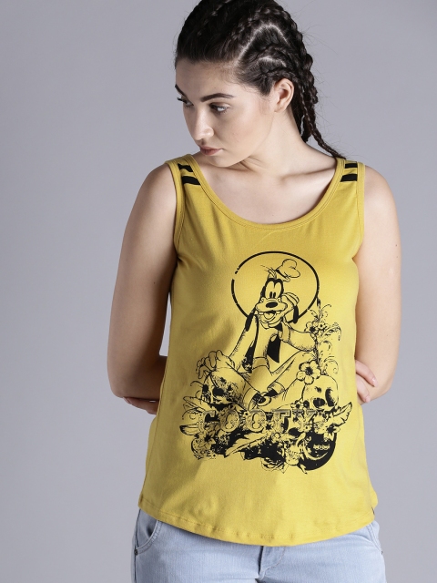 

Kook N Keech Disney Women Mustard Yellow Printed Round Neck T-shirt