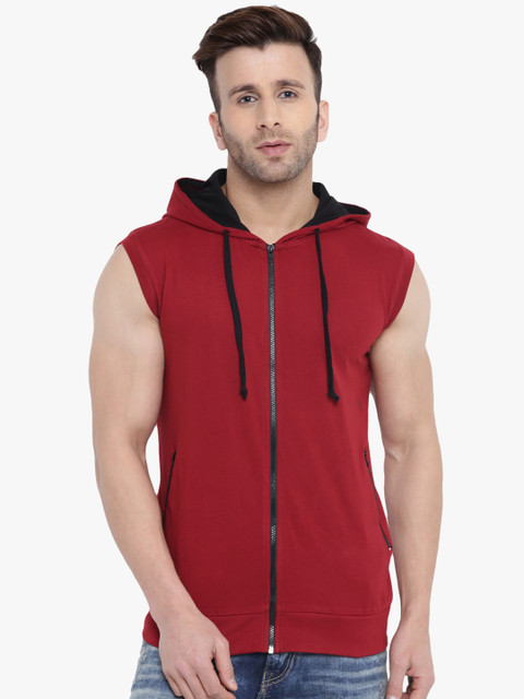 

GRITSTONES Men Maroon Solid Lightweight Open Front Jacket