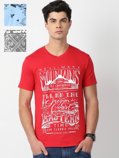 

Classic Polo Pack of 3 Men Printed T-Shirt, Red