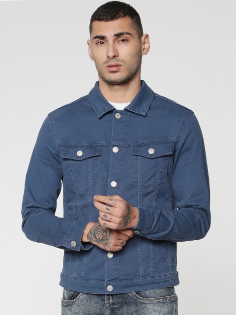 

Jack & Jones Men Blue Solid Denim Jacket