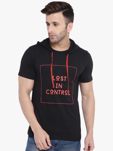

GRITSTONES Men Black Solid Hood T-shirt