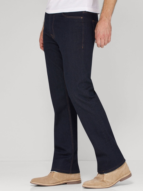 

next Men Navy Blue Bootcut Mid-Rise Clean Look Jeans