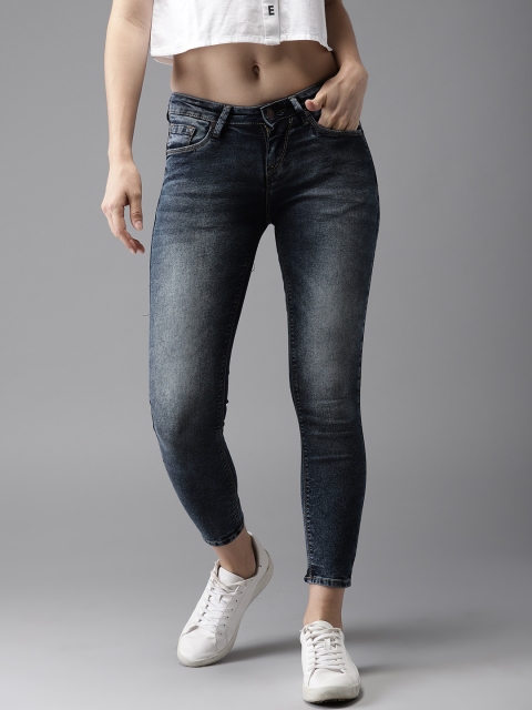 

HERE&NOW Women Blue Skinny Fit Mid-Rise Cropped Clean Look Stretchable Jeans