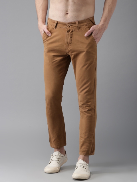 

HERE&NOW Men Brown Slim Fit Solid Cropped Chinos