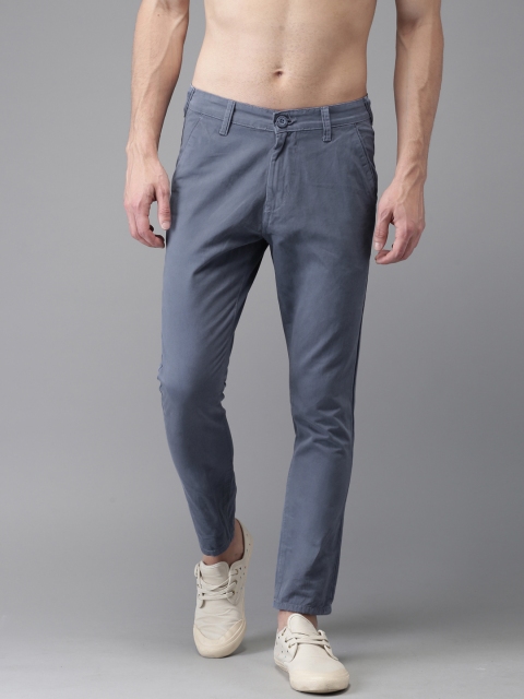 

HERE&NOW Men Blue Slim Fit Solid Cropped Chinos