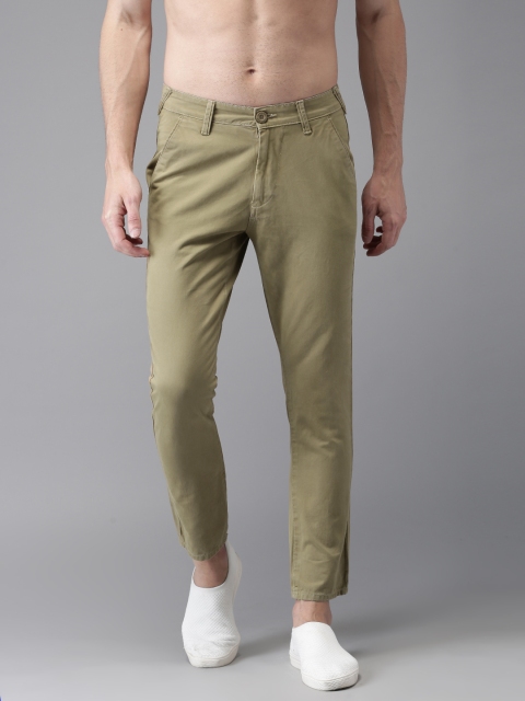 

HERE&NOW Men Khaki Slim Fit Solid Cropped Chinos