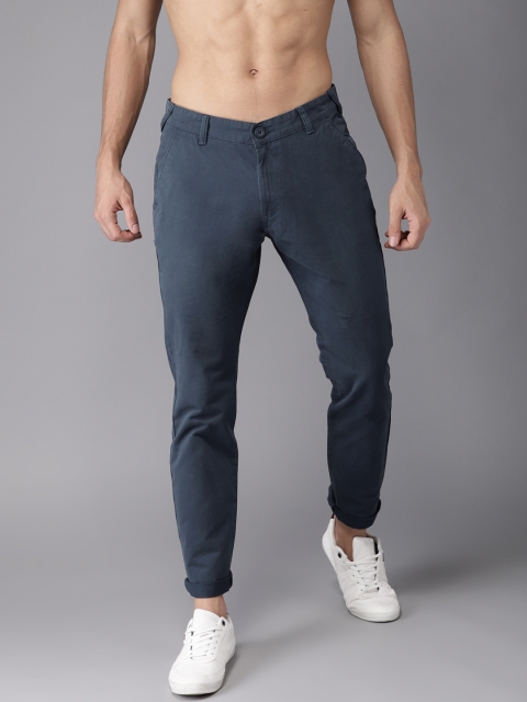

HERE&NOW Men Blue Slim Fit Solid Cropped Chinos