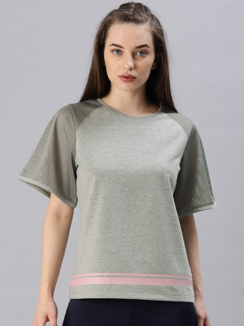 

HRX Active by Hrithik Roshan Women Grey Melange Solid Top