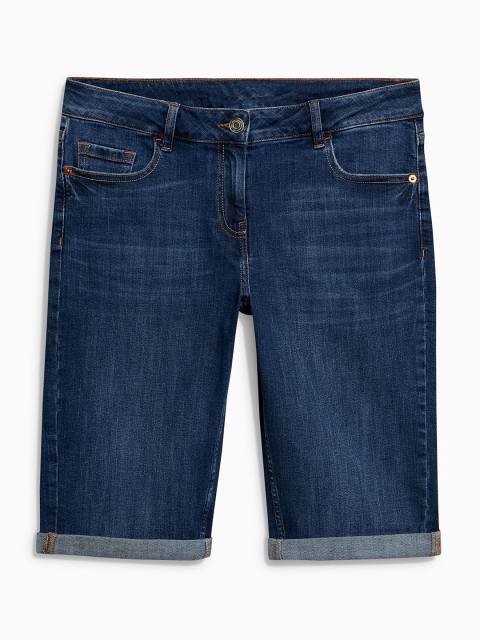 

next Women Navy Blue Solid Regular Fit Denim Shorts