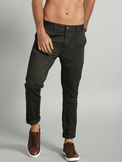 

Roadster Men Olive Green Slim Fit Solid Chinos