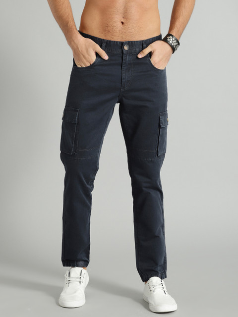 

Roadster Men Navy Blue Slim Fit Solid Regular Trousers