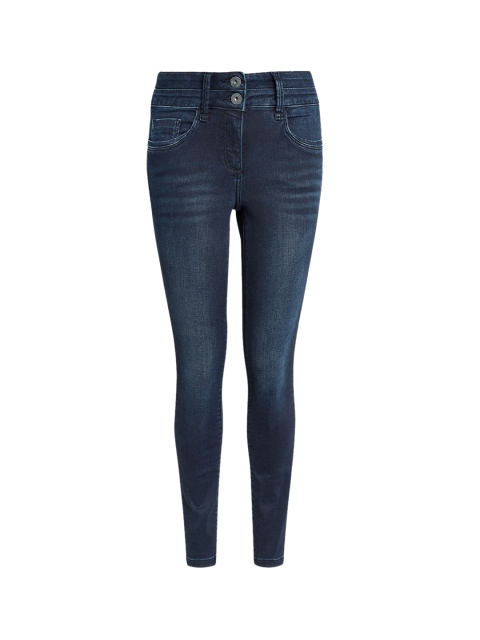 

next Women Navy Blue Skinny Fit Low-Rise Clean Look Stretchable Jeans