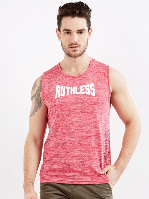 

Maniac Men Red Printed Round Neck T-shirt