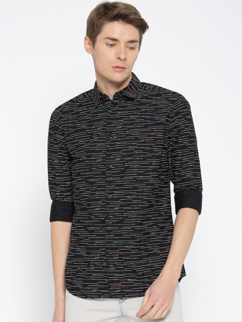 

Jack & Jones Men Black & White Slim Fit Striped Casual Shirt