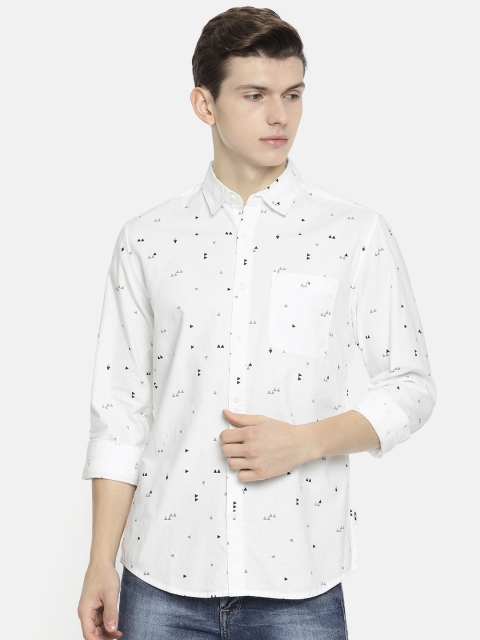 

Jack & Jones Men White & Black Slim Fit Printed Casual Shirt