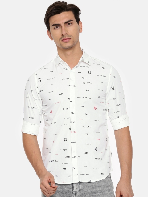 

Jack & Jones Men White & Black Slim Fit Printed Casual Shirt