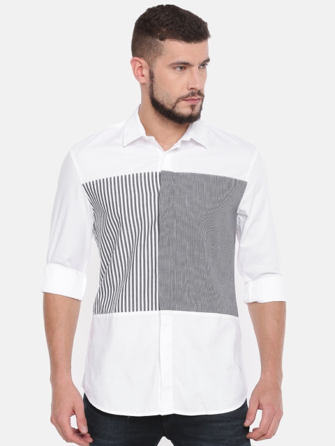 

Jack & Jones Men White Slim Fit Striped Casual Shirt