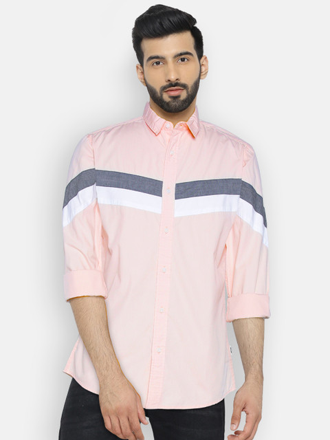 

Jack & Jones Men Peach-Coloured Slim Fit Solid Casual Shirt