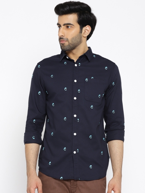 

Jack & Jones Men Navy Blue Slim Fit Embroidered Casual Shirt