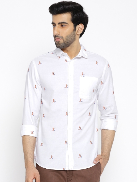 

Jack & Jones Men White Slim Fit Self Design Casual Shirt