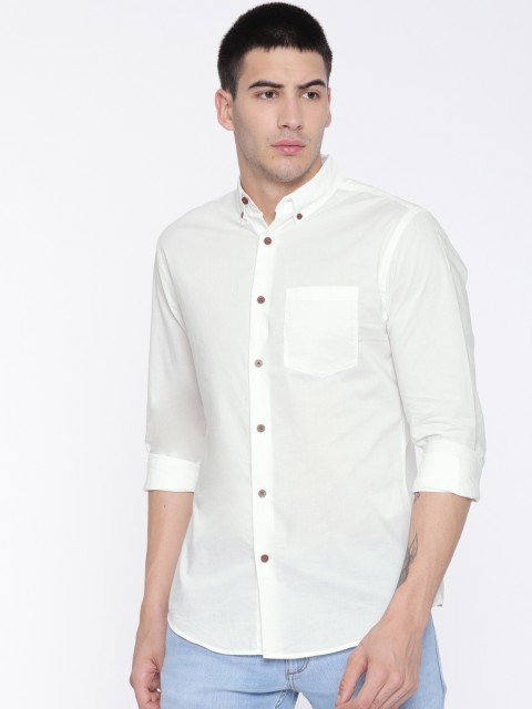 

Jack & Jones Men White Slim Fit Solid Casual Shirt