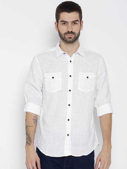 

Jack & Jones Men White Slim Fit Self Design Casual Shirt