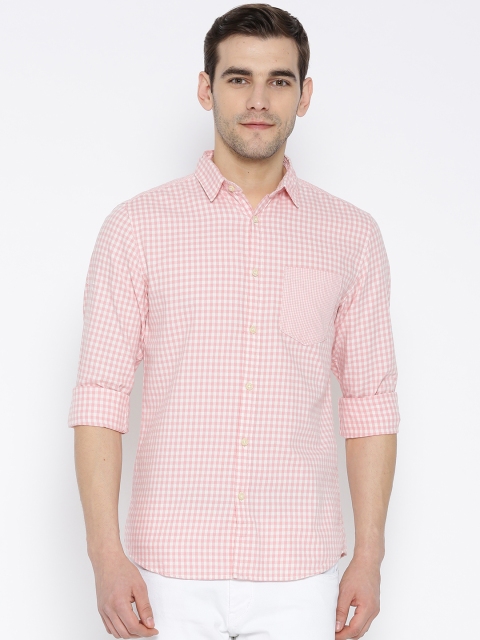 

Jack & Jones Men Pink & White Slim Fit Checked Casual Shirt