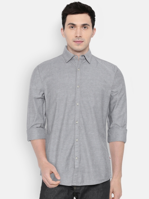 

Jack & Jones Men Grey Slim Fit Solid Casual Shirt