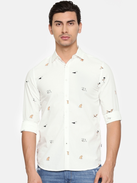 

Jack & Jones Men White Slim Fit Printed Casual Shirt