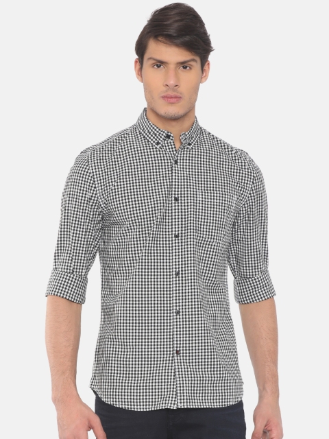 

Jack & Jones Men Black & White Slim Fit Checked Casual Shirt