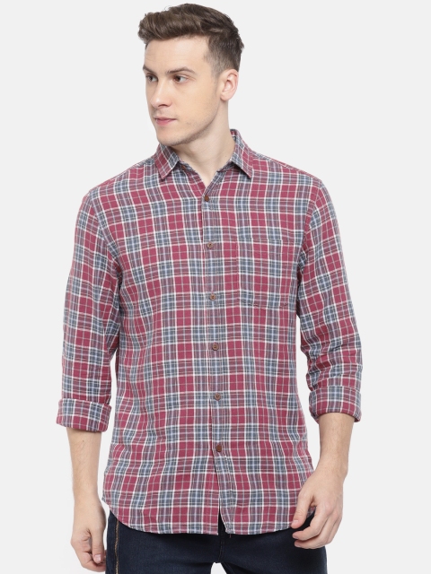 

Jack & Jones Men Maroon & Green Slim Fit Checked Casual Shirt