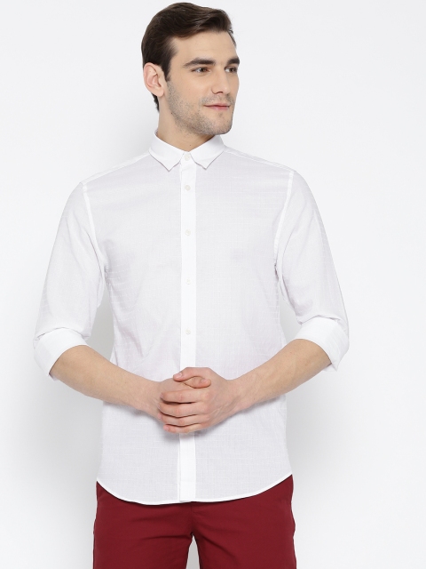 

Jack & Jones Men White Slim Fit Self-Checked Casual Shirt