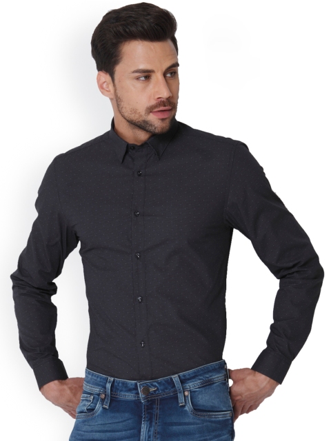 

Jack & Jones Men Black Slim Fit Printed Smart Casual Shirt