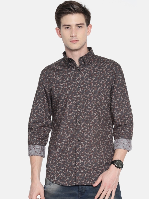

Jack & Jones Men Charcoal Slim Fit Printed Casual Shirt