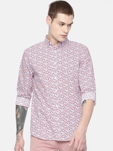 

Jack & Jones Men White & Red Slim Fit Printed Casual Shirt