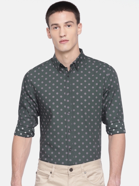 

Jack & Jones Men Olive & Blue Green Slim Fit Printed Casual Shirt