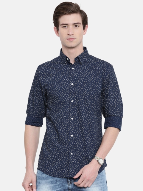 

Jack & Jones Men Navy Slim Fit Printed Casual Shirt, Navy blue