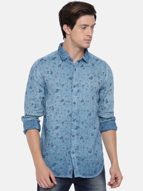 

Jack & Jones Men Blue Slim Fit Printed Linen Casual Shirt