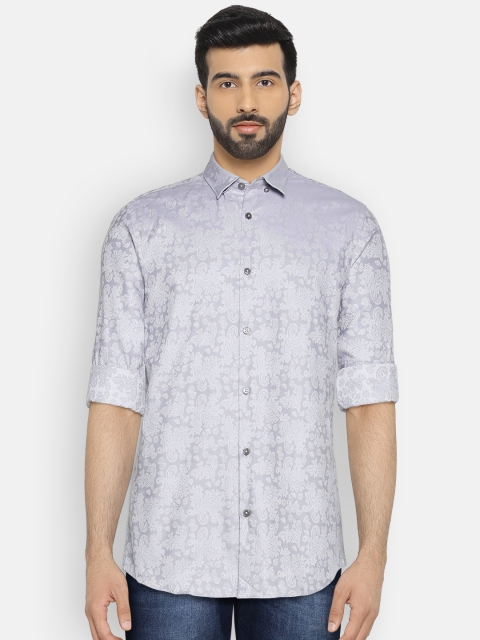 

Jack & Jones Men Grey & Blue Slim Fit Printed Casual Shirt