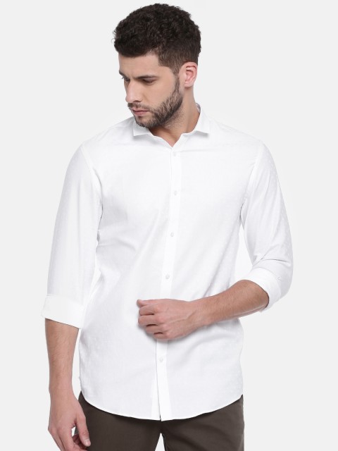 

Jack & Jones Men White Slim Fit Self Design Casual Shirt