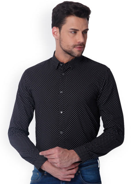

Jack & Jones Men Black Slim Fit Printed Casual Shirt
