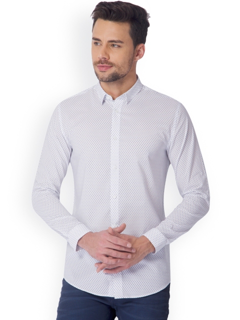 

Jack & Jones Men White Slim Fit Printed Casual Shirt