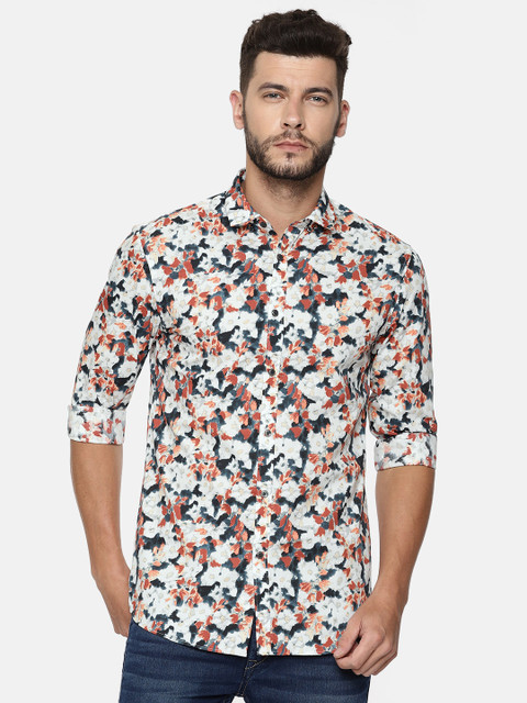 

Jack & Jones Men Navy Blue & Red Slim Fit Printed Casual Shirt