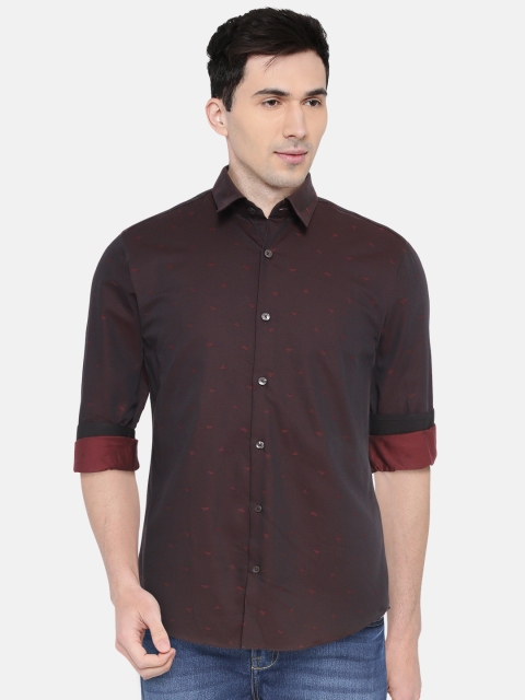 

Jack & Jones Men Maroon Slim Fit Self Design Casual Shirt