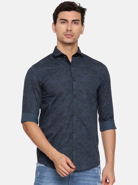 

Jack & Jones Men Black & Blue Slim Fit Printed Casual Shirt