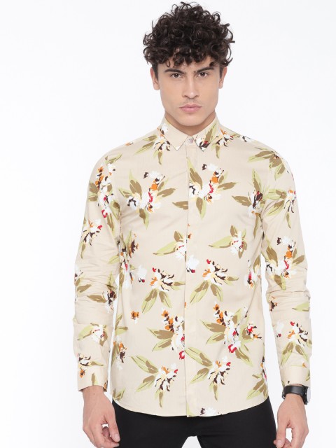 

Jack & Jones Men Beige Slim Fit Printed Casual Shirt