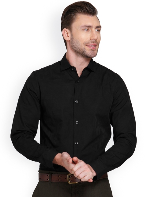 

Jack & Jones Men Black Slim Fit Self-Design Partywear Shirt