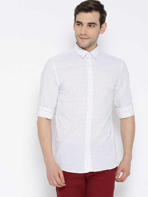 

Jack & Jones Men White Slim Fit Self Design Casual Shirt