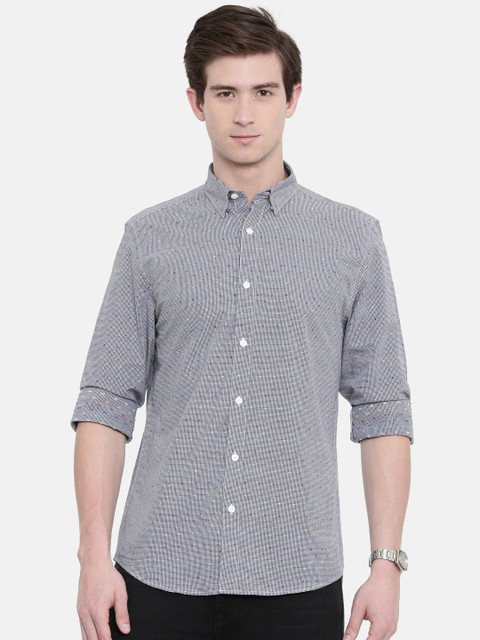 

Jack & Jones Men Black & White Slim Fit Checked Casual Shirt