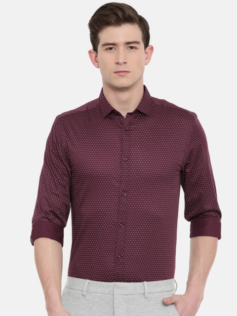 

Jack & Jones Men Maroon & White Slim Fit Printed Casual Shirt